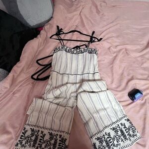 Tribal Black and White Striped Jumpsuit